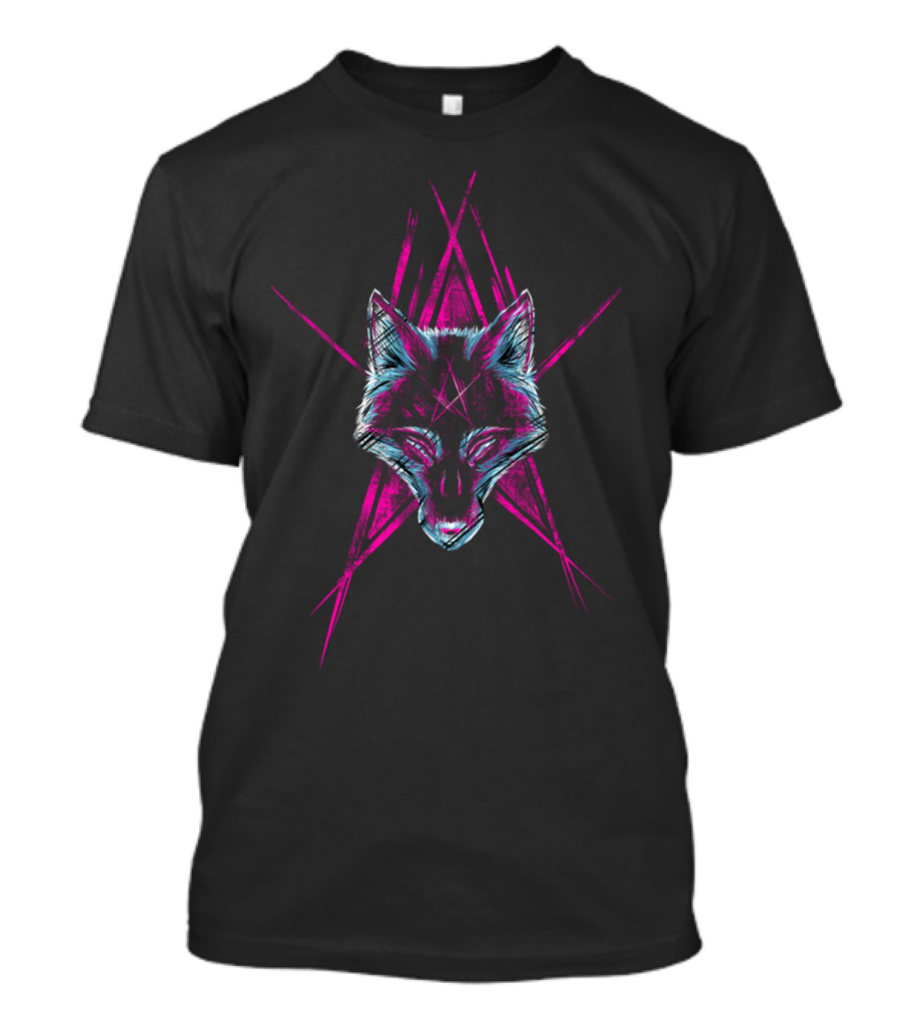 Wolf Star Neon Geometric Aesthetic T-Shirt