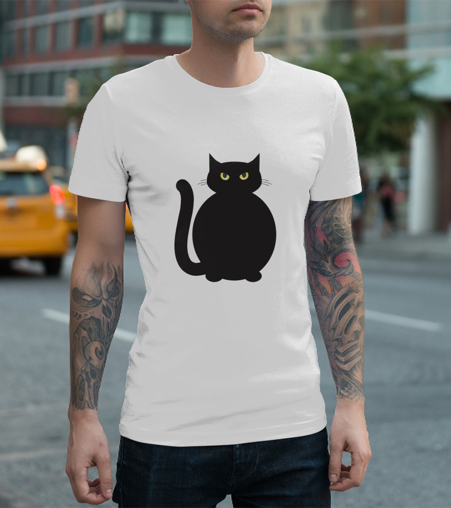 Big Fat Cat Glowing Eyes Dark T-Shirt