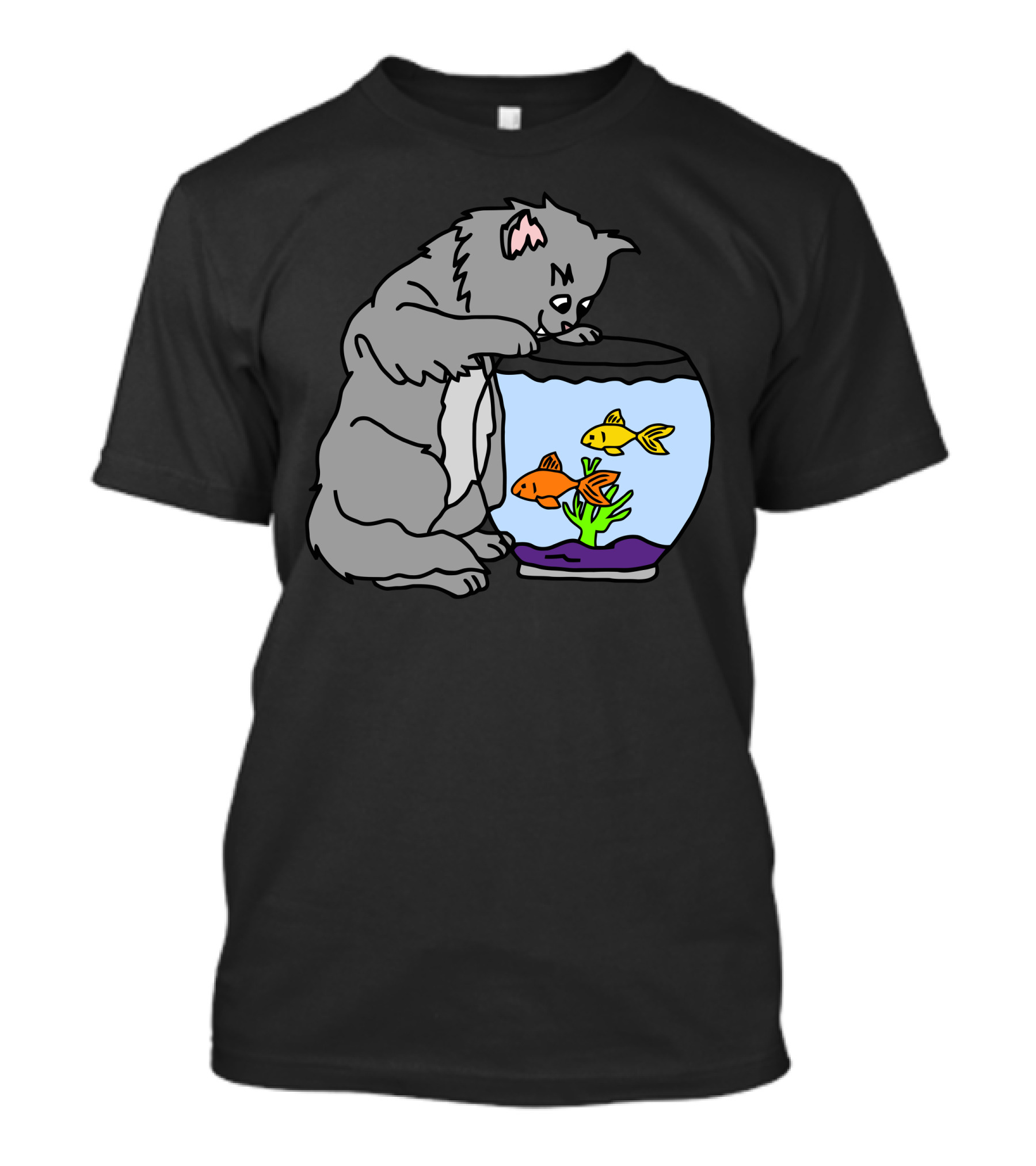 Cat And Fish Aquarium Encounter T-Shirt