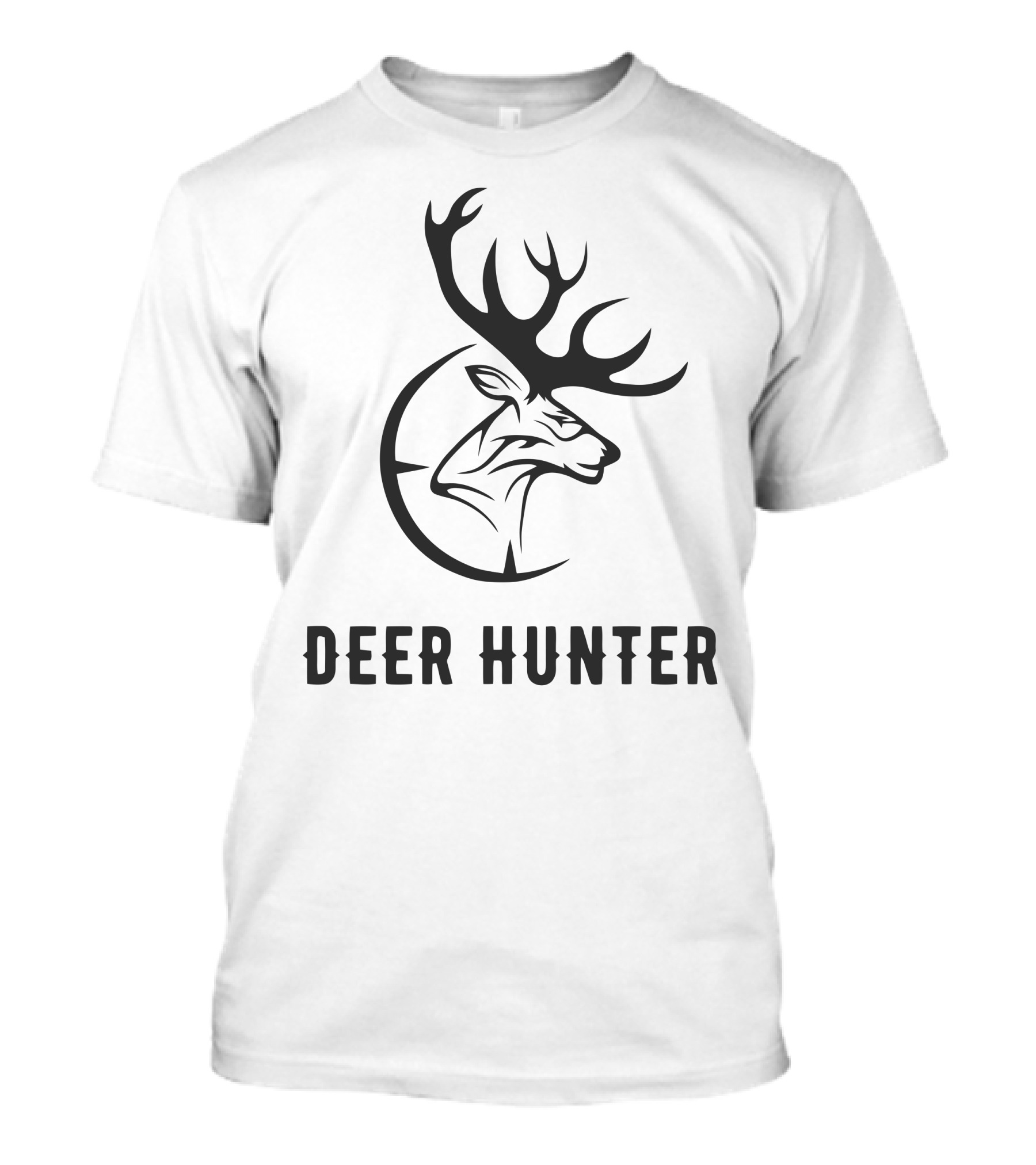 Deer Hunter Antler Silhouette Circle Emblem T-Shirt