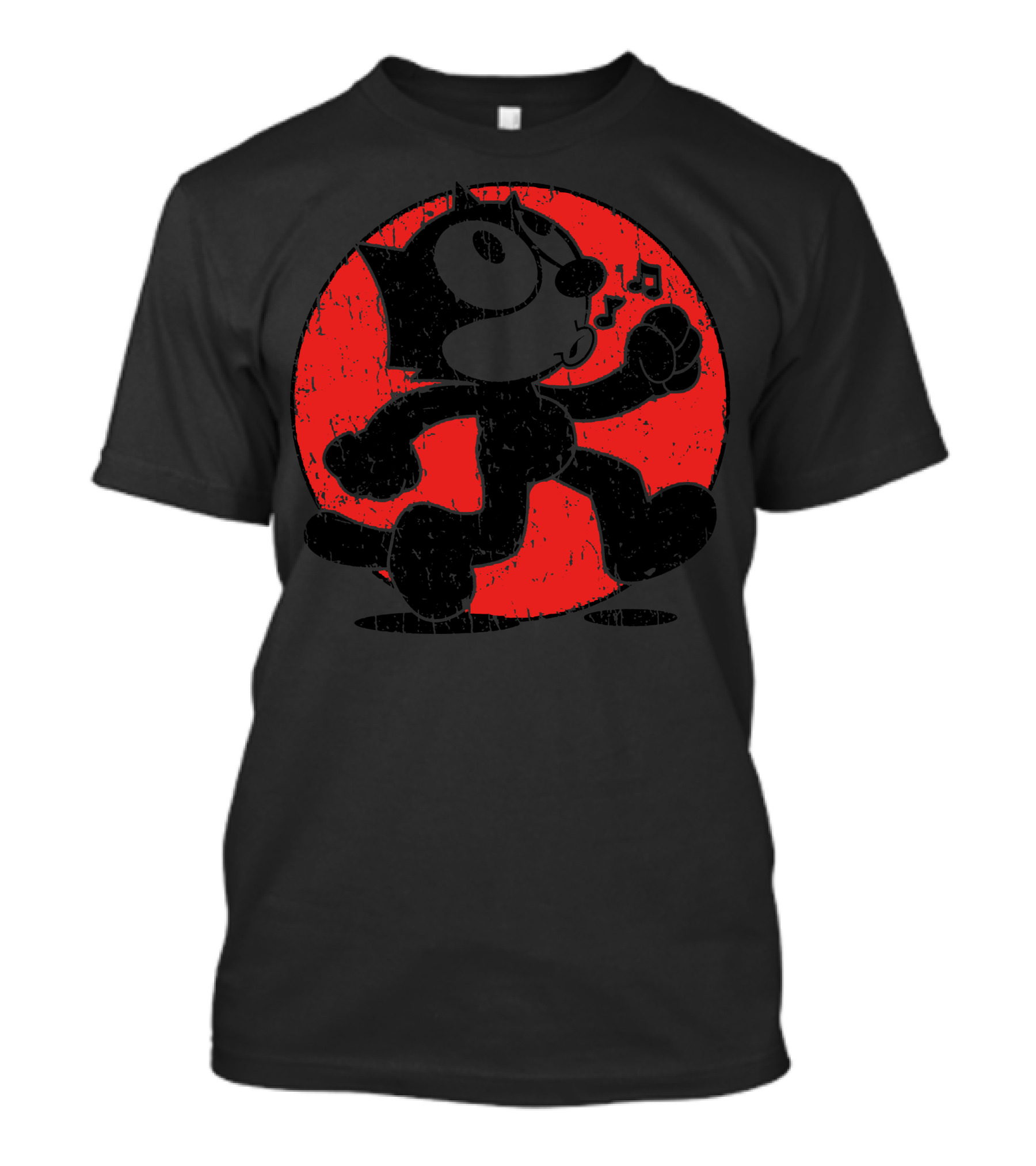 Felix The Cat Whistling In Front Of Red Circle T-Shirt