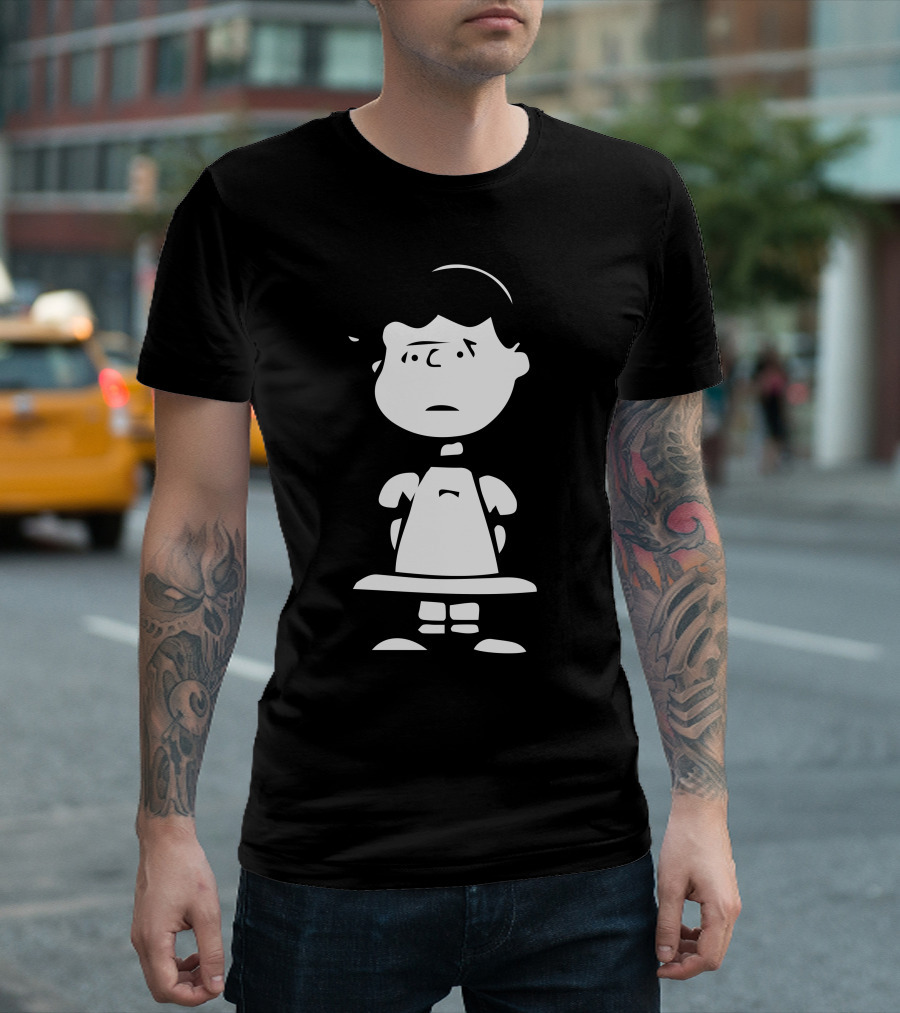 Mafalda Snoopy Linus Fumetti CartoonFumetti Peanuts Character Black and White Graphic Lucy Van Pelt T-Shirt