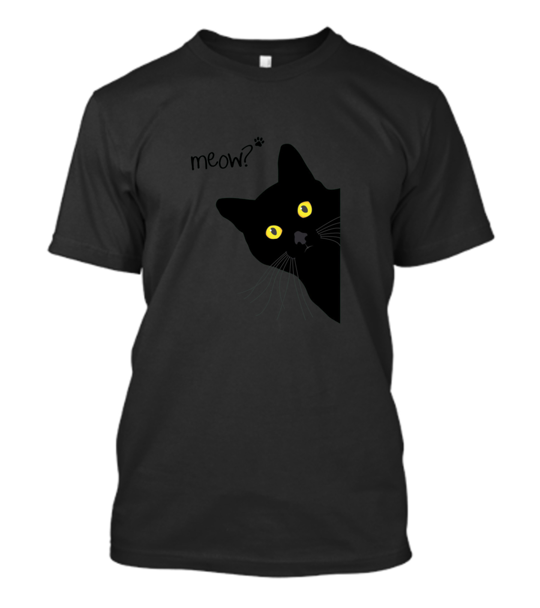 Meow? Black Cat With Yellow Eyes Peeking T-Shirt