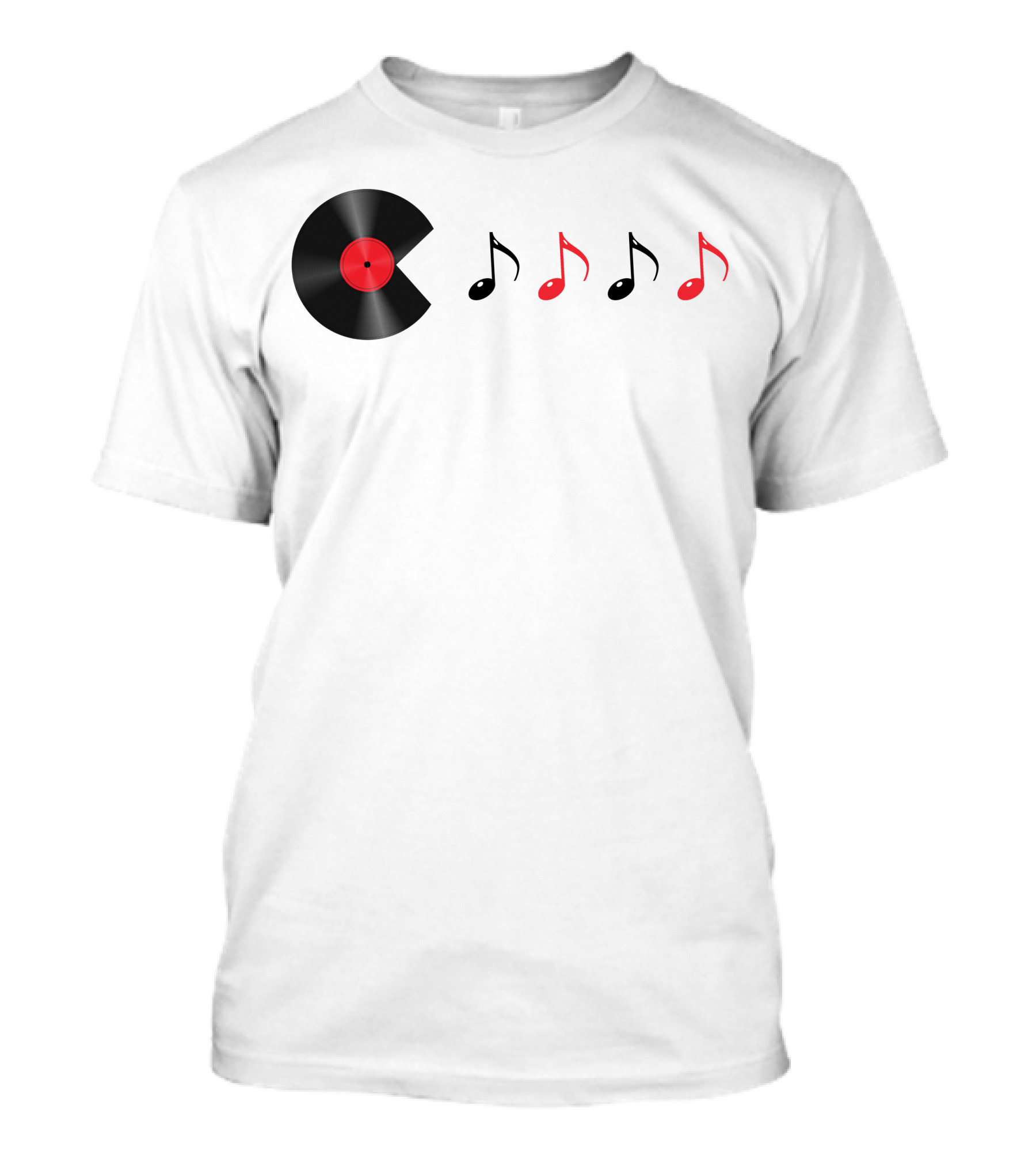 Pac Man Record Vinyl Music Notes Retro Gaming T-Shirt
