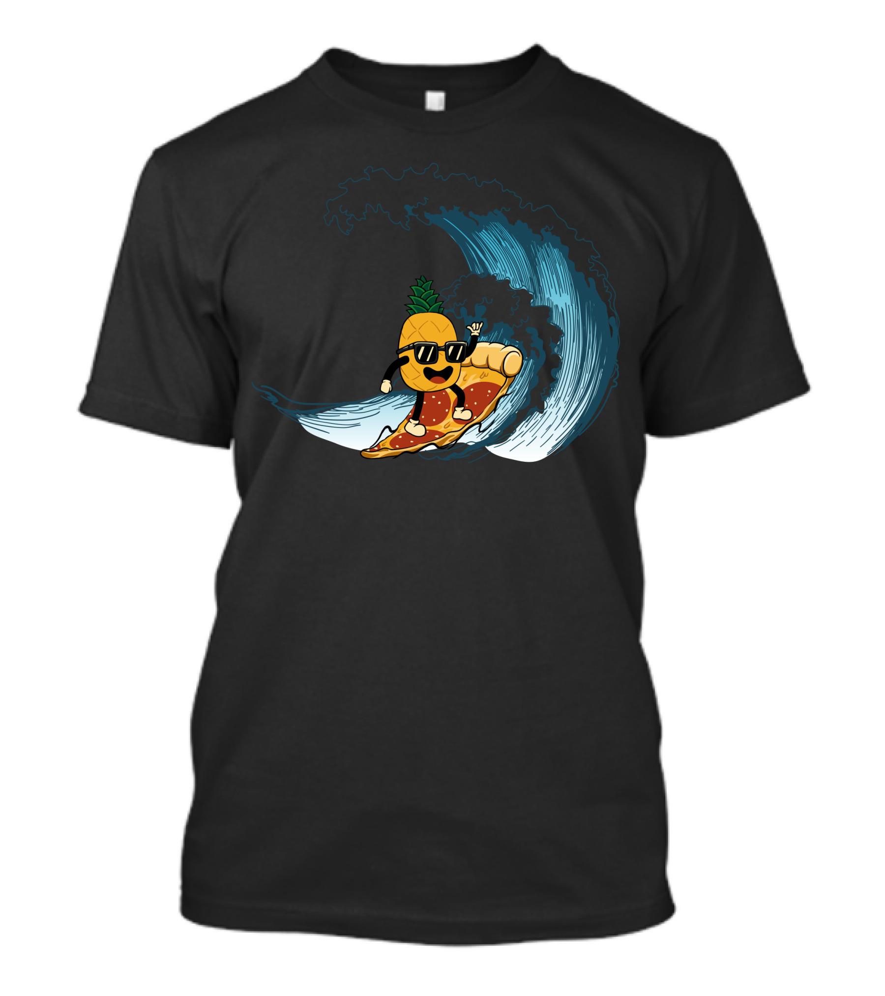 Surfing Pineapple Riding Pizza Wave T-Shirt