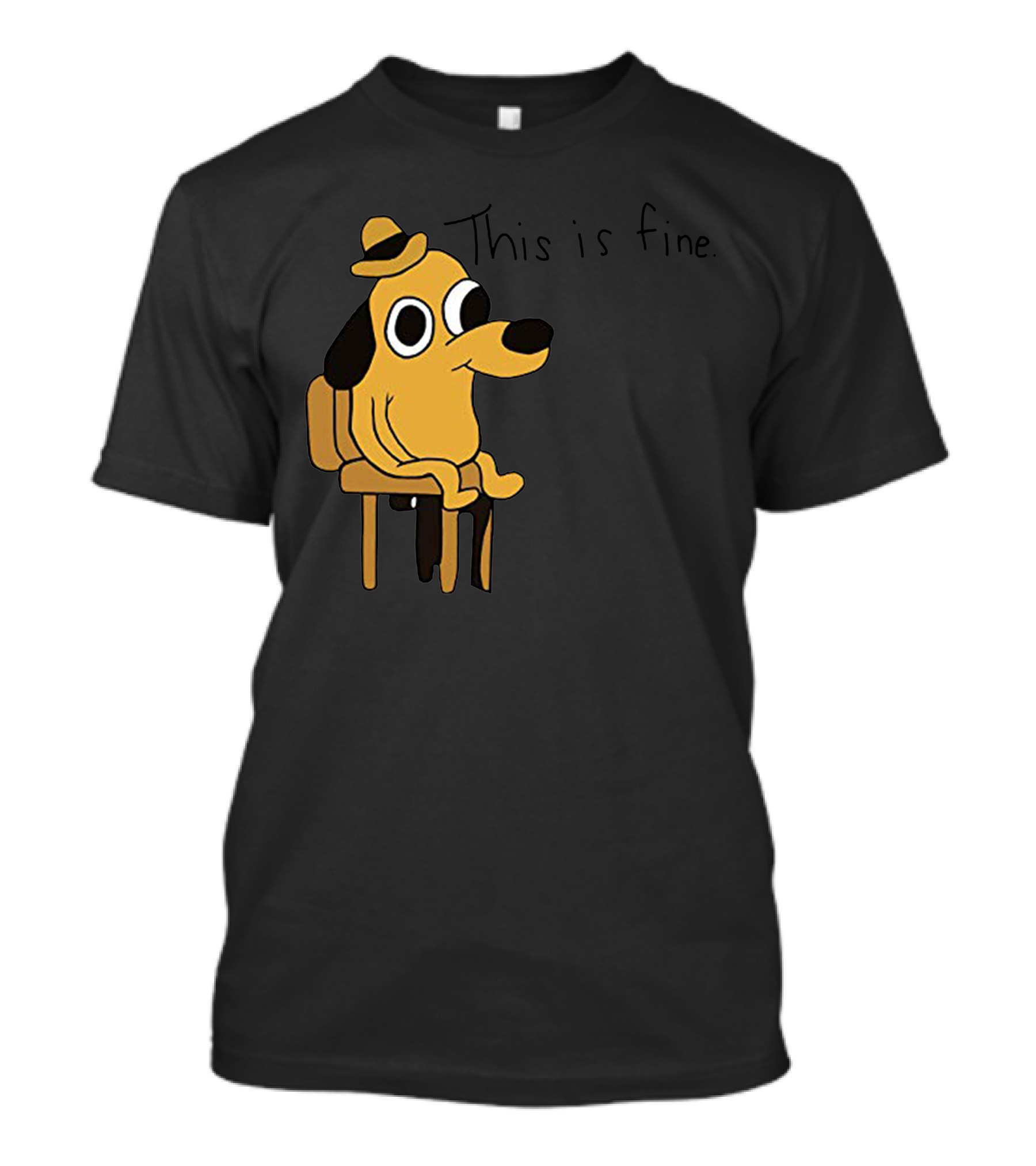 This Is Fine Dude Dog Cartoon Meme T-Shirt