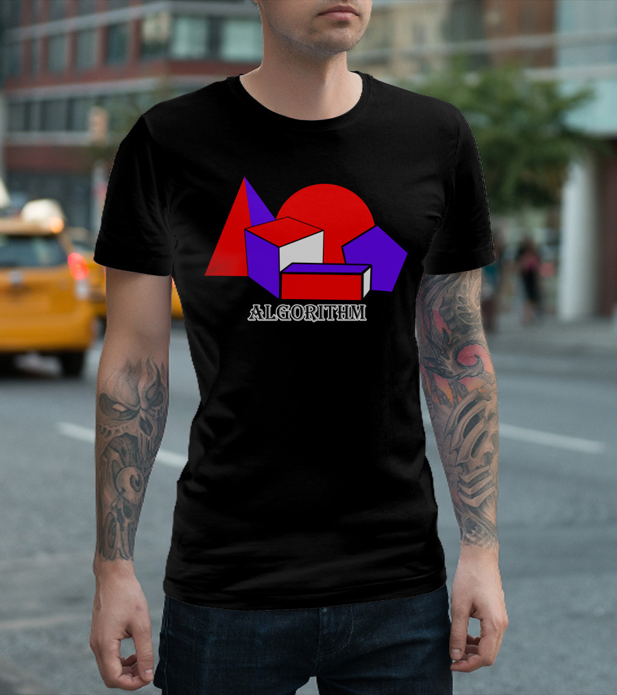 Algorithm Geometric Shapes Cube Triangle Circle Pentagon T-Shirt