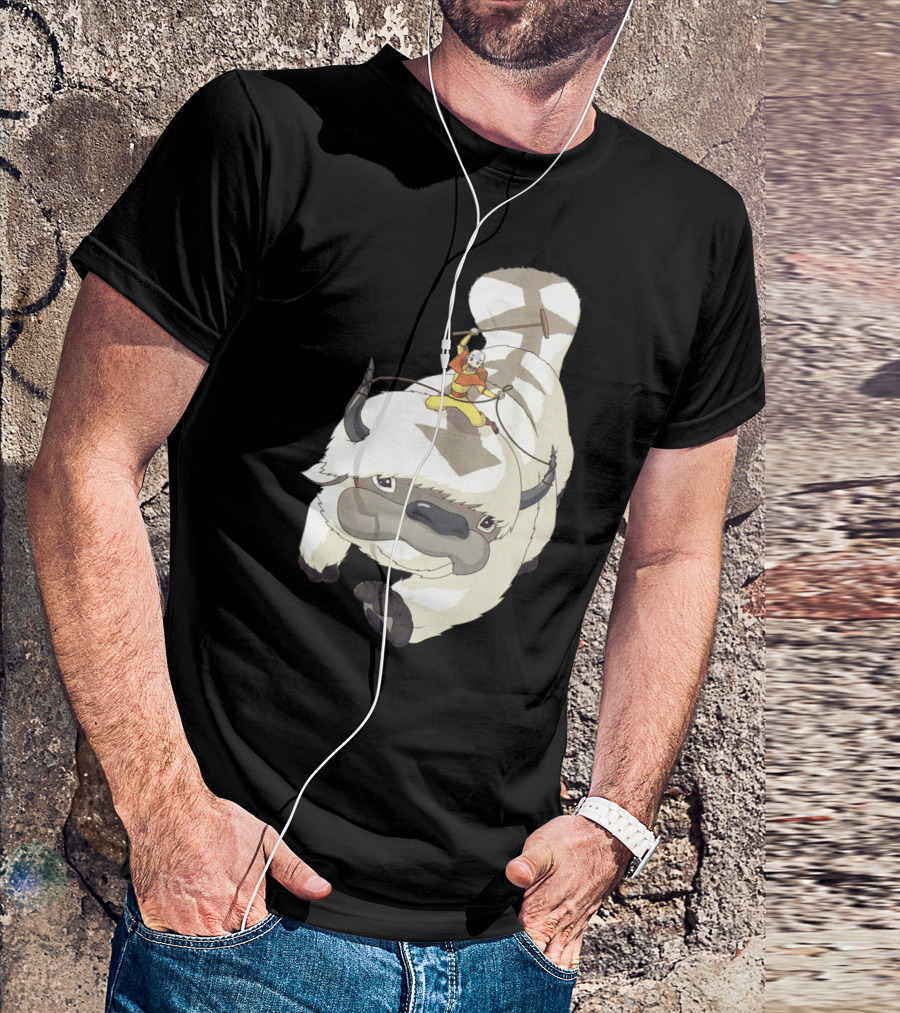 Avatar Aang Riding Appa Sky Bison T-Shirt