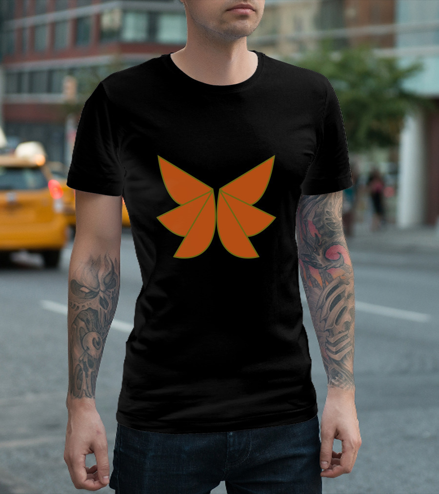 Orange Geometric Butterfly Shape T-Shirt