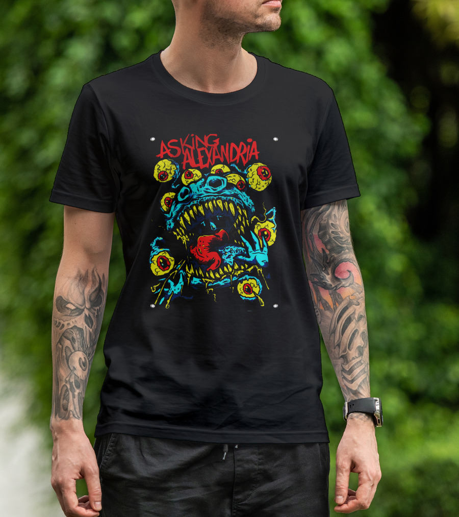 Asking Alexandria Red-Eyed Monster With Teeth And Floating Eyeballs T-Shirt