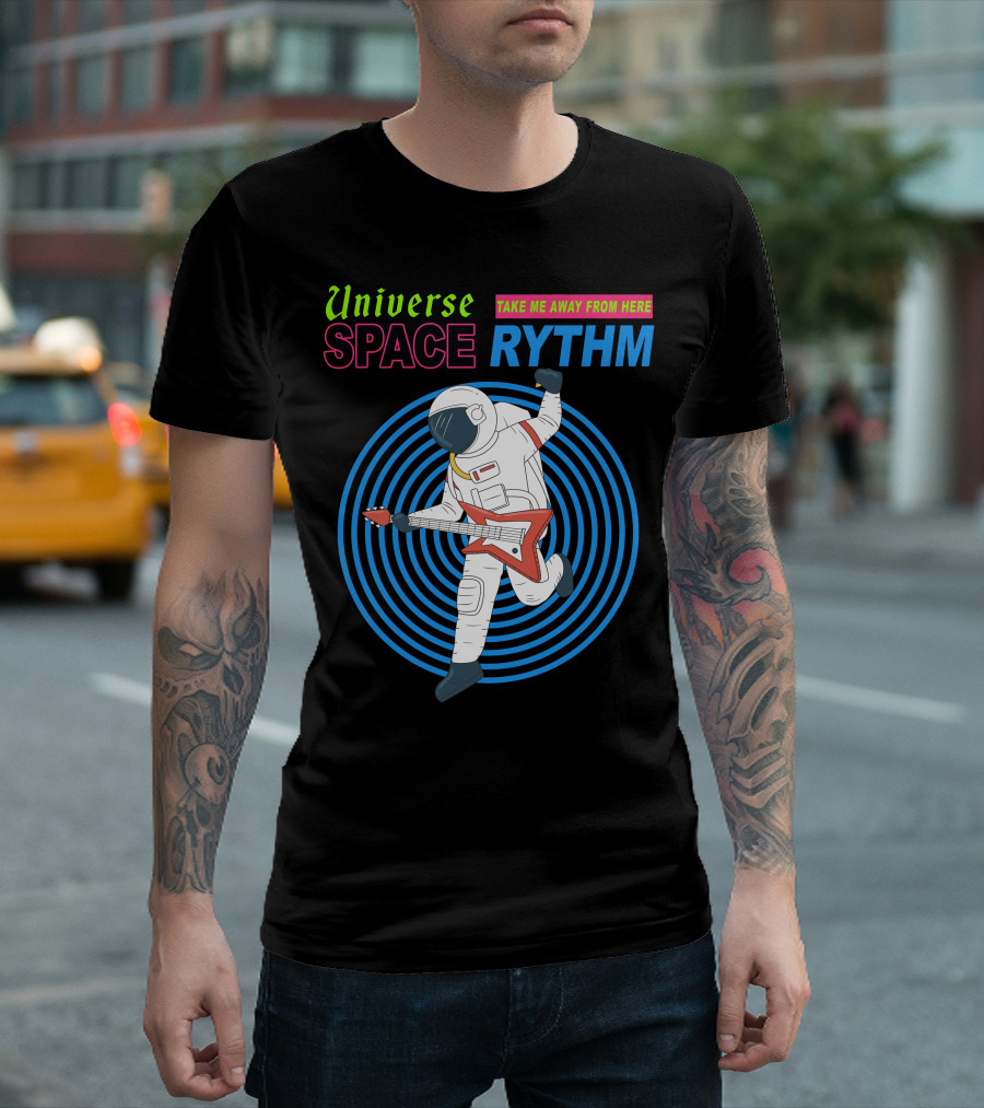 Universe Space Rythm Take Me Away from Here Astro Guitar T-Shirt