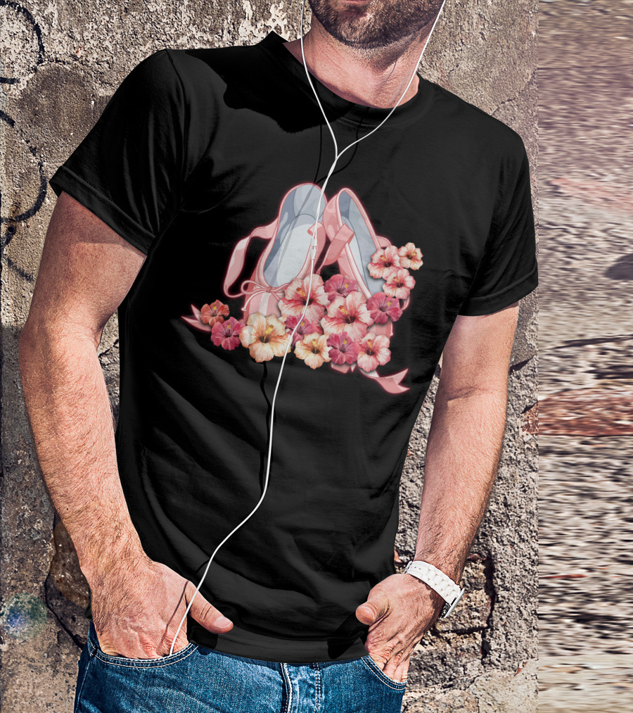 Ballet Pointe Shoes Hibiscus Arrangement T-Shirt
