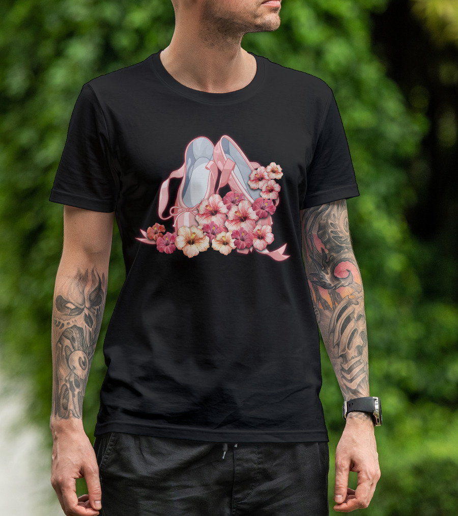 Ballet Pointe Shoes Hibiscus Arrangement T-Shirt