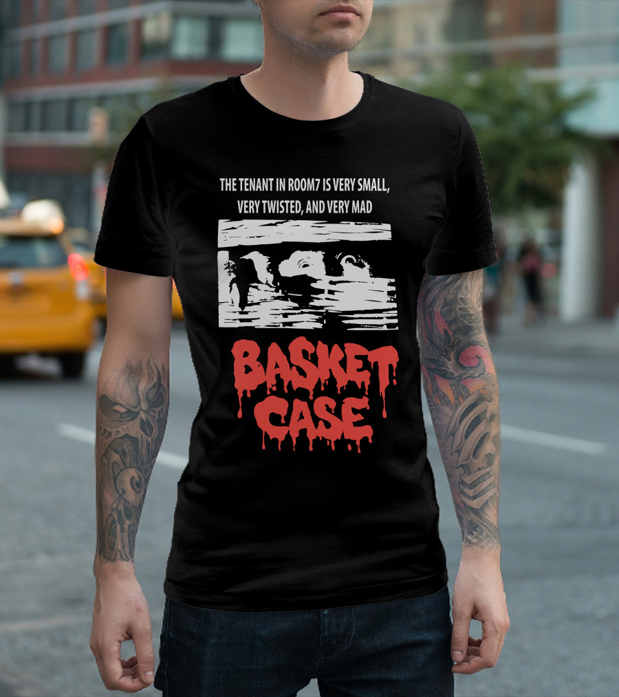 The Tenant in Room 7 Is Very Small Very Twisted and Very Mad Basket Case 80s Horror Movie T-Shirt