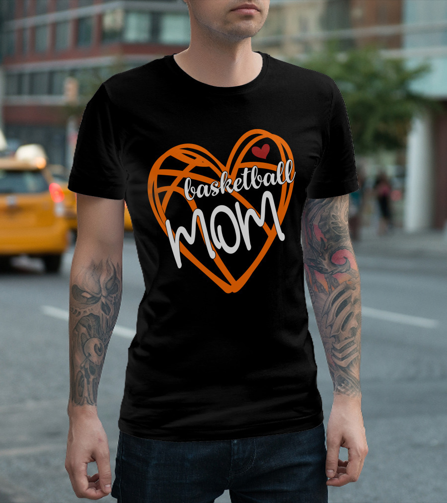 Basketball Mom Heart Design With Red Love Accent T-Shirt