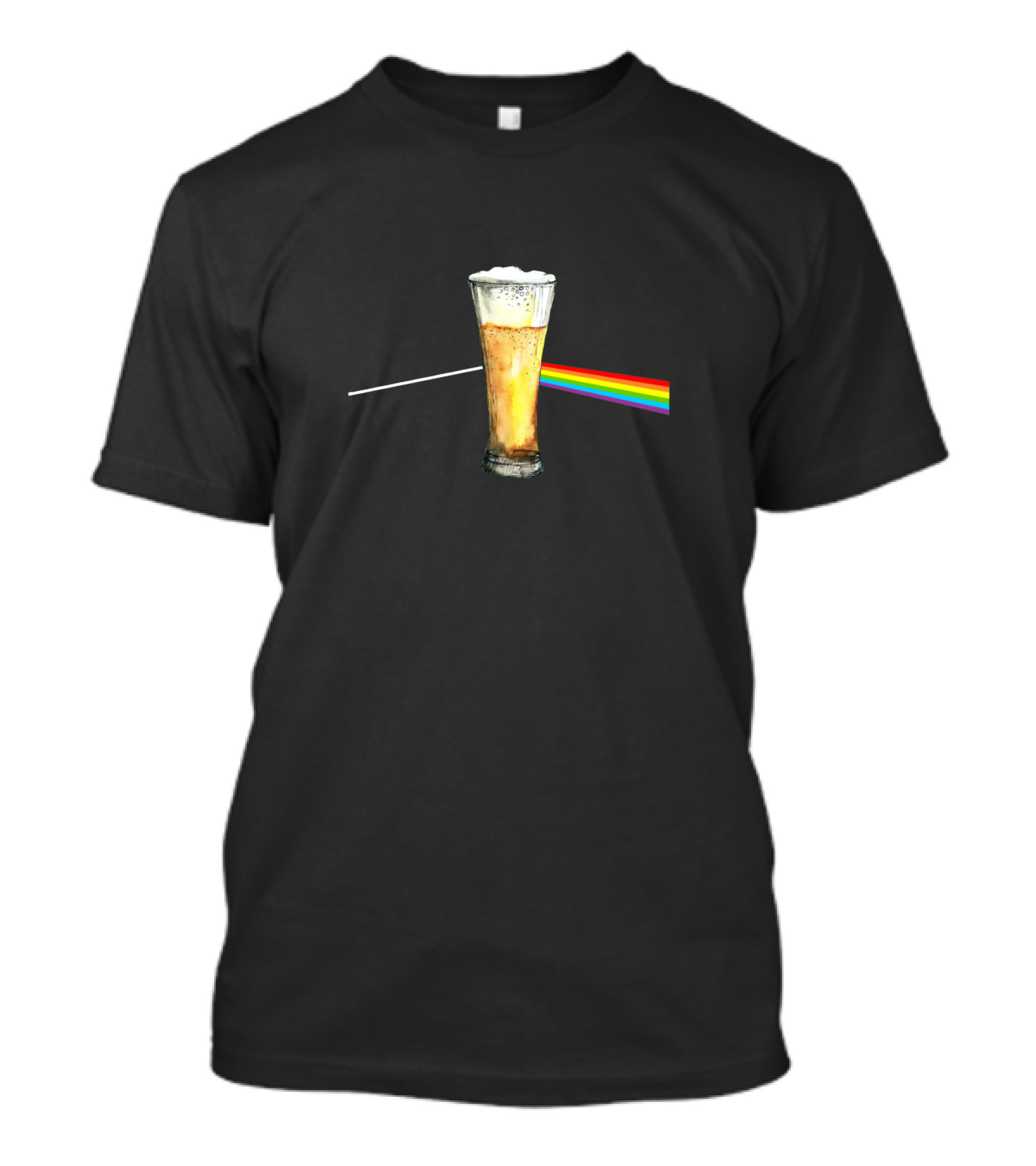Beer Side Of The Moon Dark Prism Rainbow Beam Glass T-Shirt