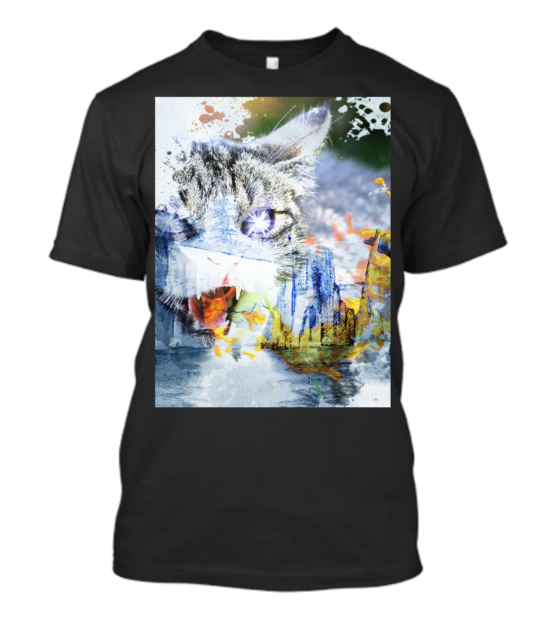 Cademon Cat Cityscape Fusion T-Shirt