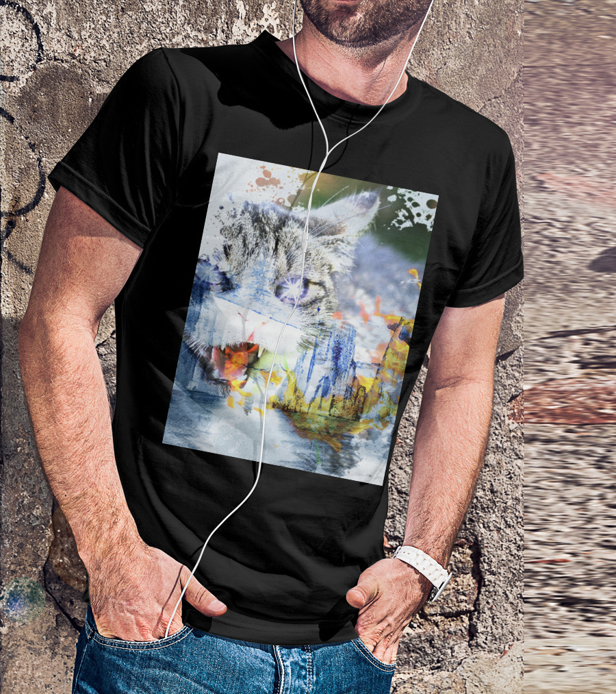 Cademon Cat Cityscape Fusion T-Shirt
