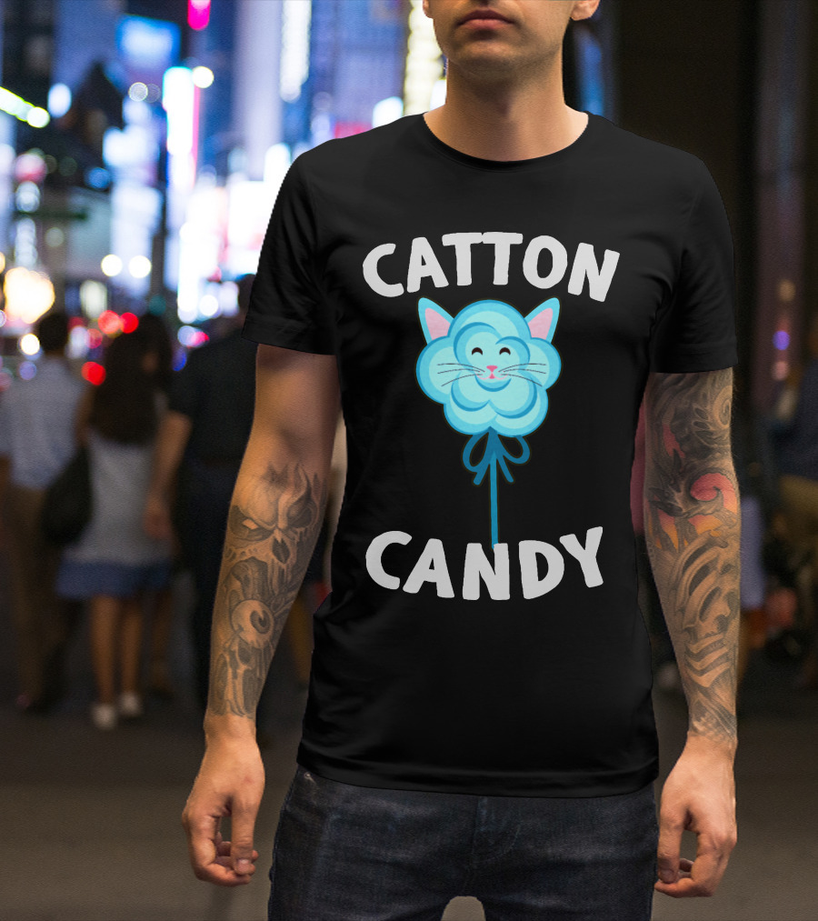 CATTON CANDY Cute Cat Cotton Candy T-Shirt