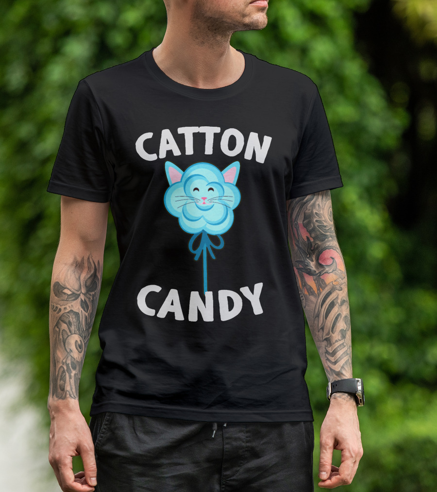 CATTON CANDY Cute Cat Cotton Candy T-Shirt