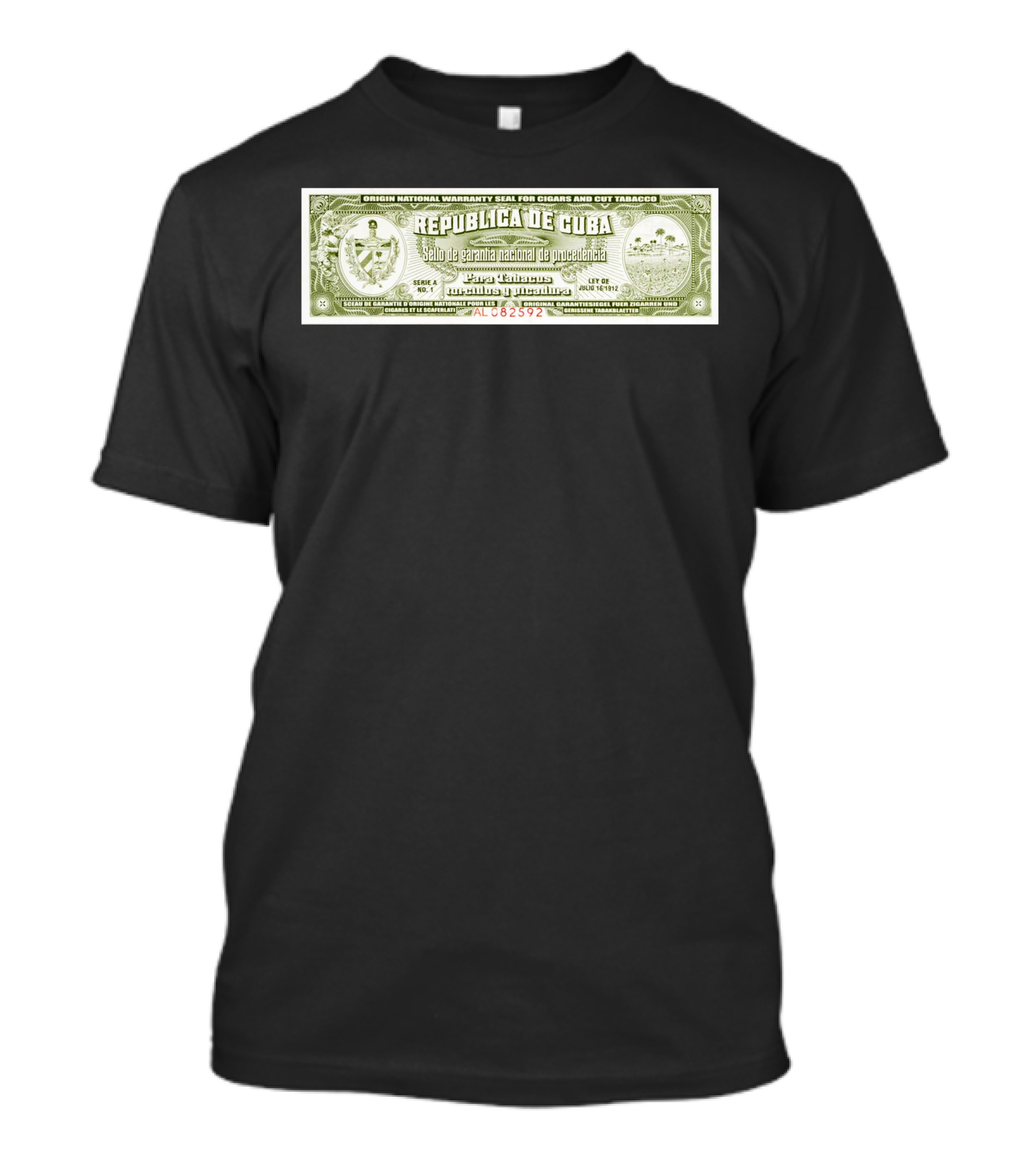 Republica De Cuba Garantia Nacional Para Los Tabacos Stamp Label T-Shirt