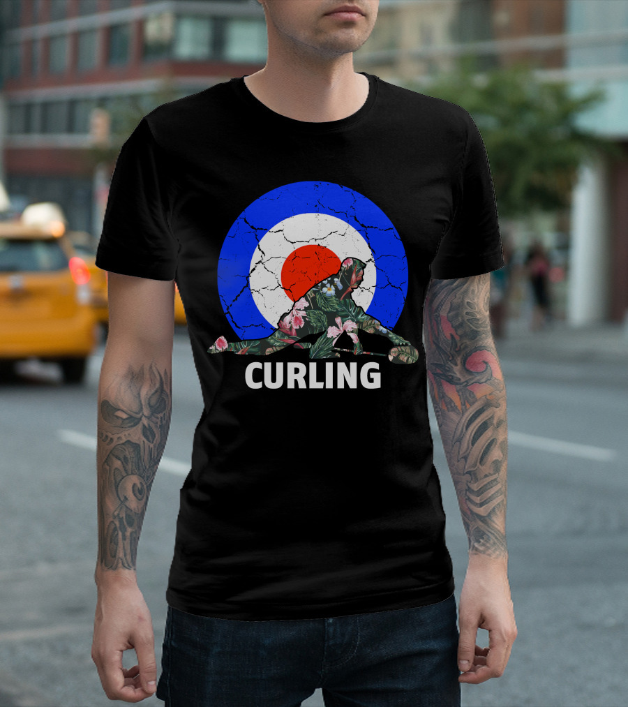 Curling Flower Pattern Target T-Shirt