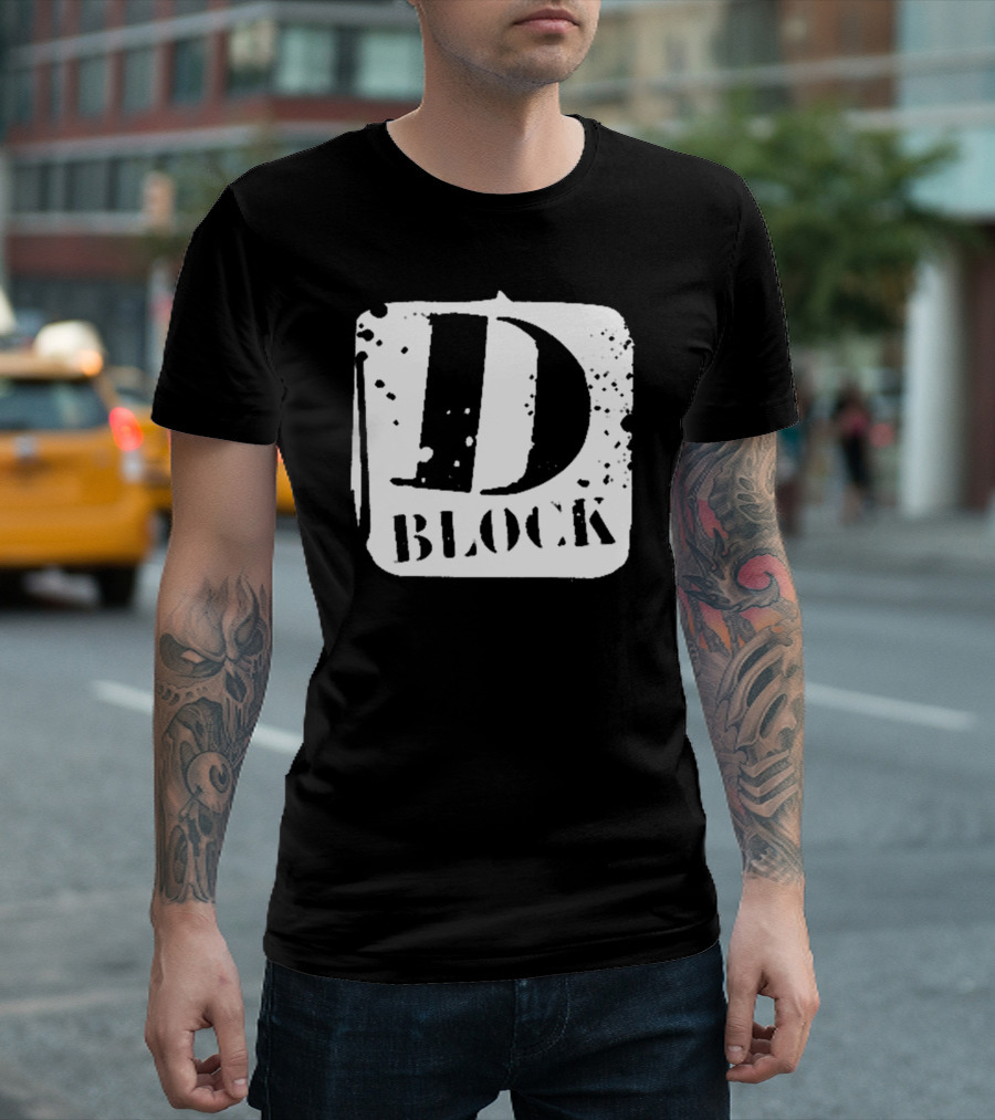D Block Grunge Stencil T-Shirt