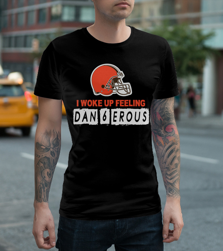 I Woke Up Feeling Dangerous Baker Football Brown Helmet T-Shirt