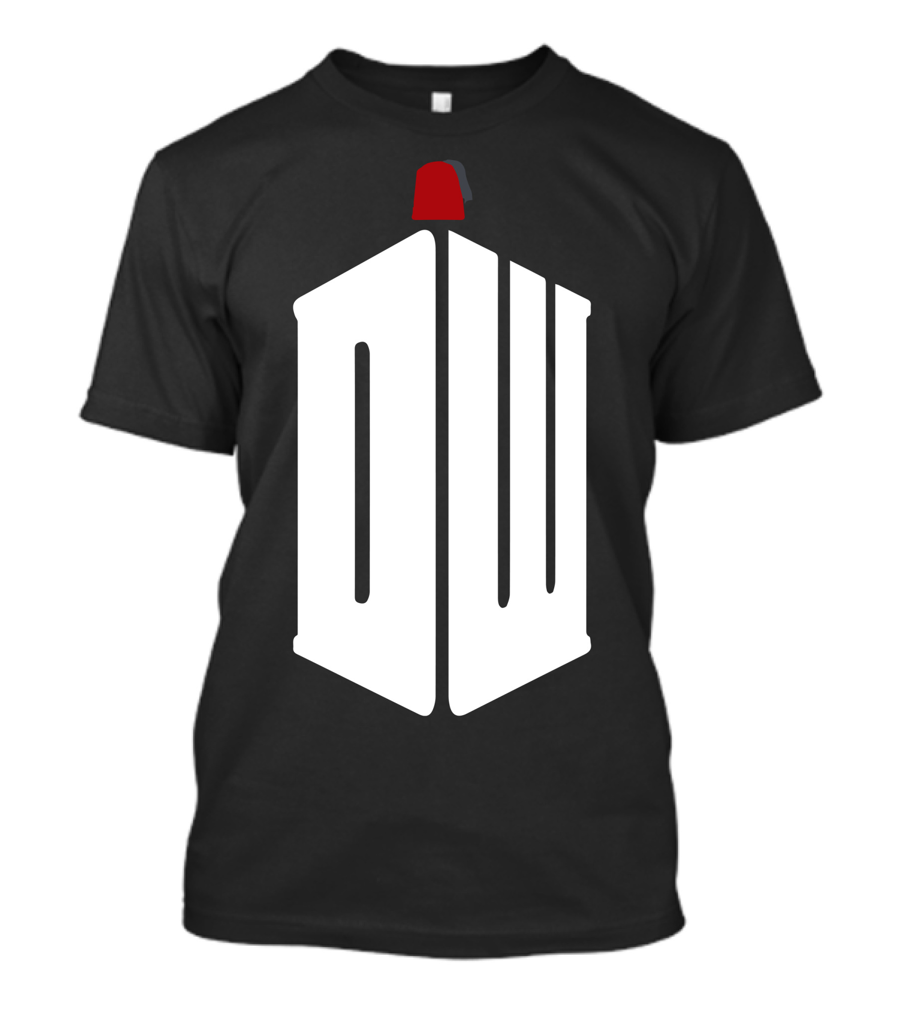 Doctor Who DW TARDIS Logo With Fez Dark Gray T-Shirt