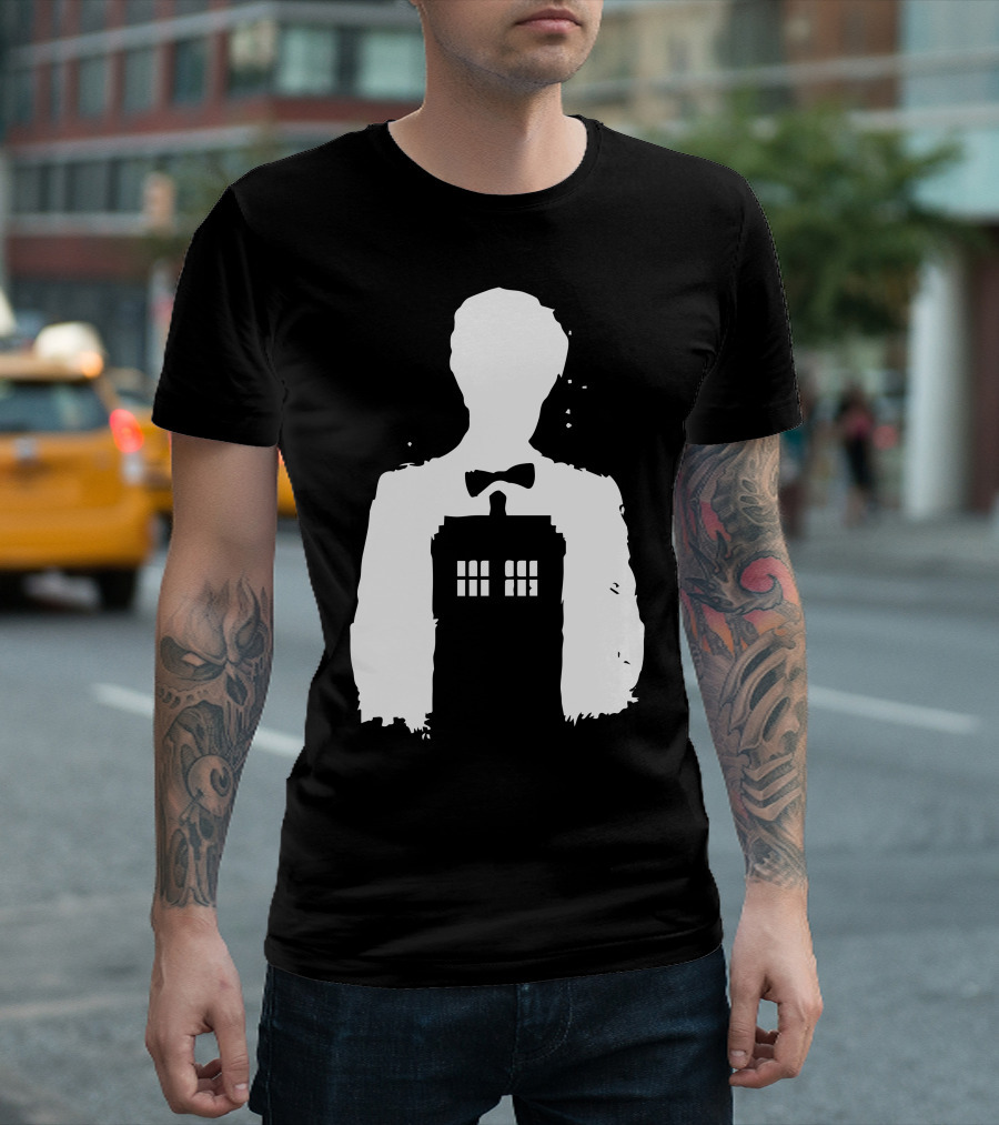 Doctor Who Tardis Silhouette Police Phone Box Bow Tie T-Shirt