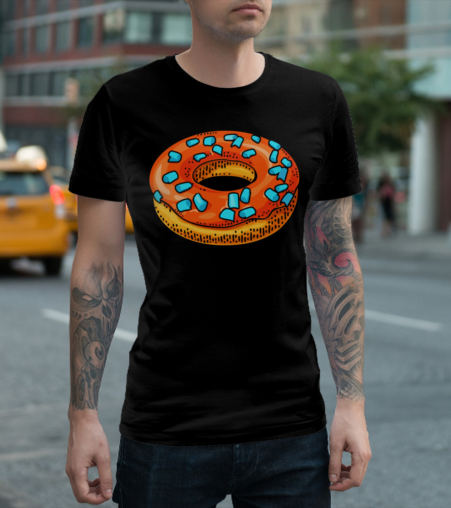 Donut Red Icing Cyan Sprinkles Pop T-Shirt