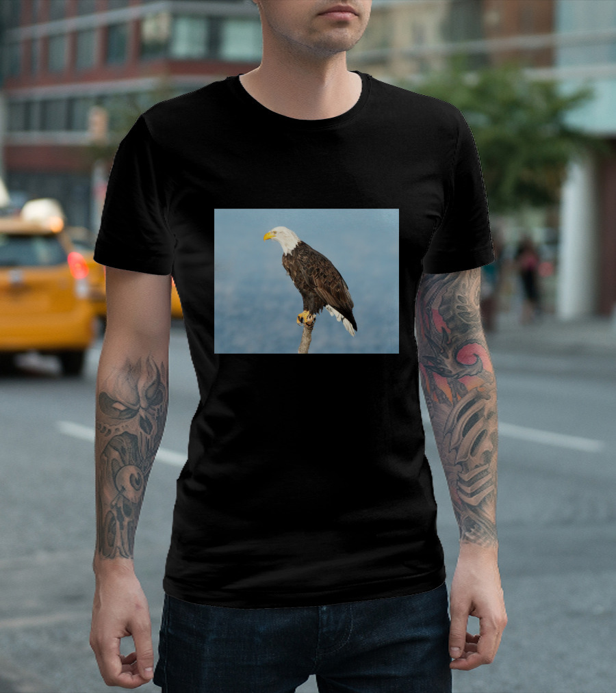 Bald Eagle Majestically Perched on Branch T-Shirt