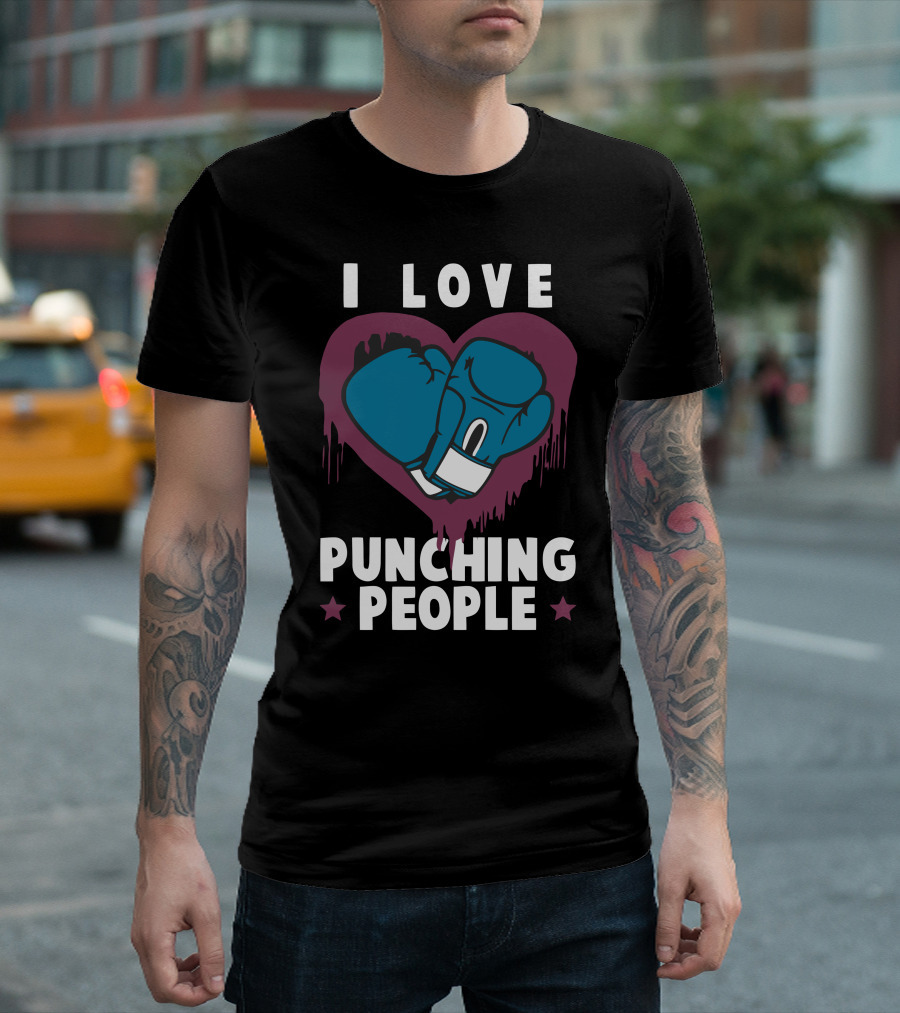 I Love Punching People Boxing Gloves Heart T-Shirt