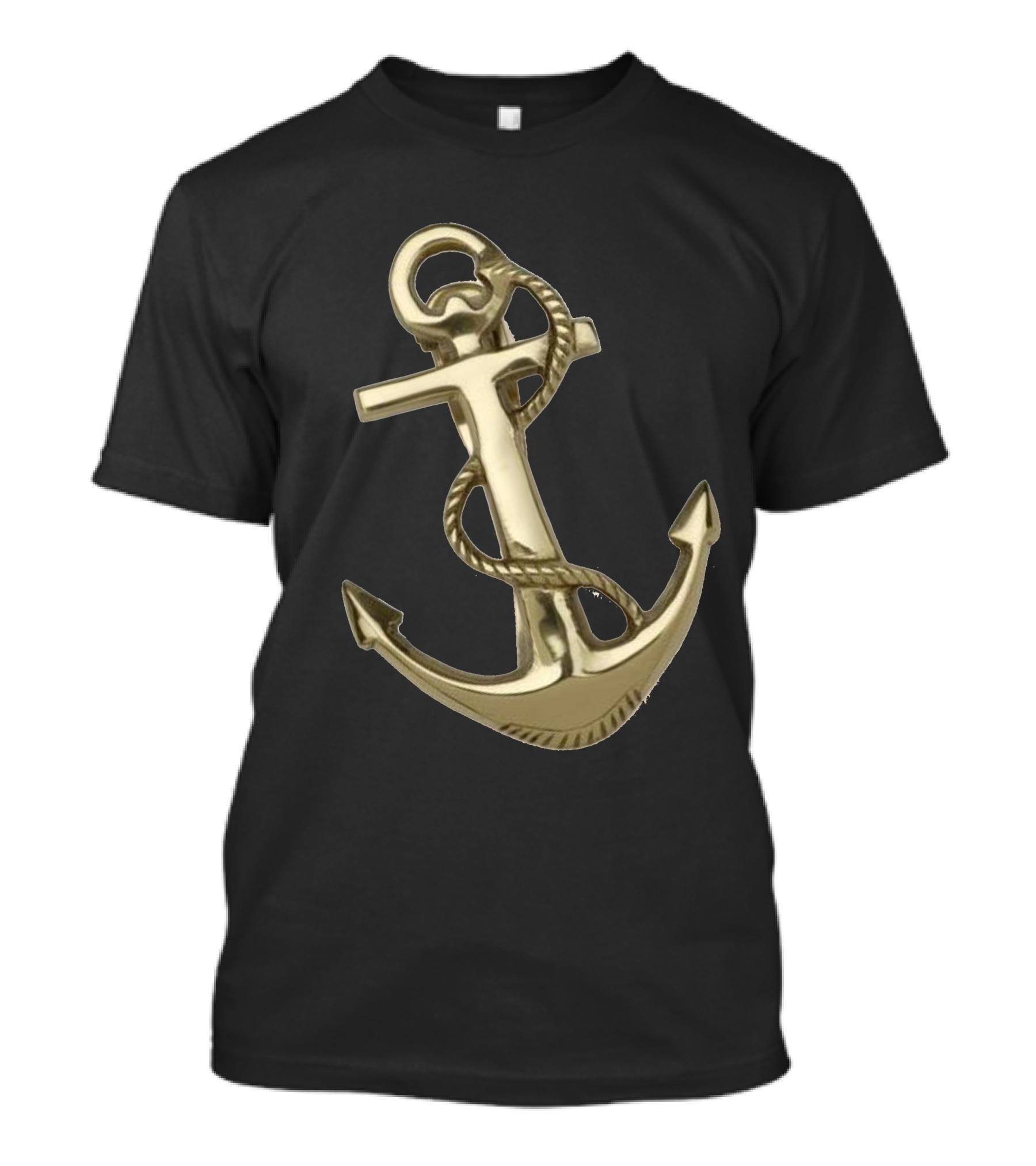 Golden Anchor Nautical Symbol With Rope Detail T-Shirt