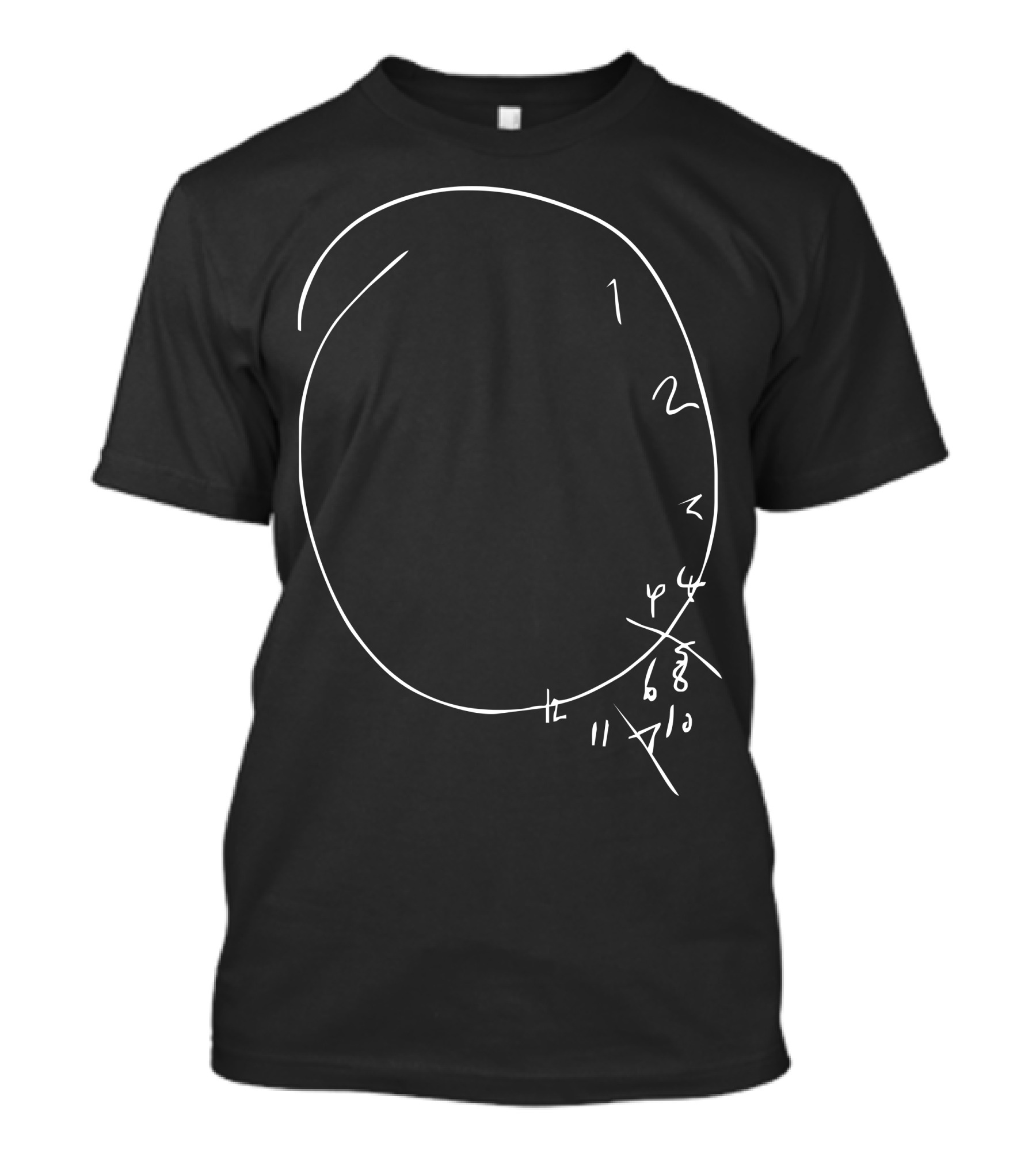 Hannibal Clock Diagram Sketch Numbers 1 To 12 With Crossed Out 7 T-Shirt