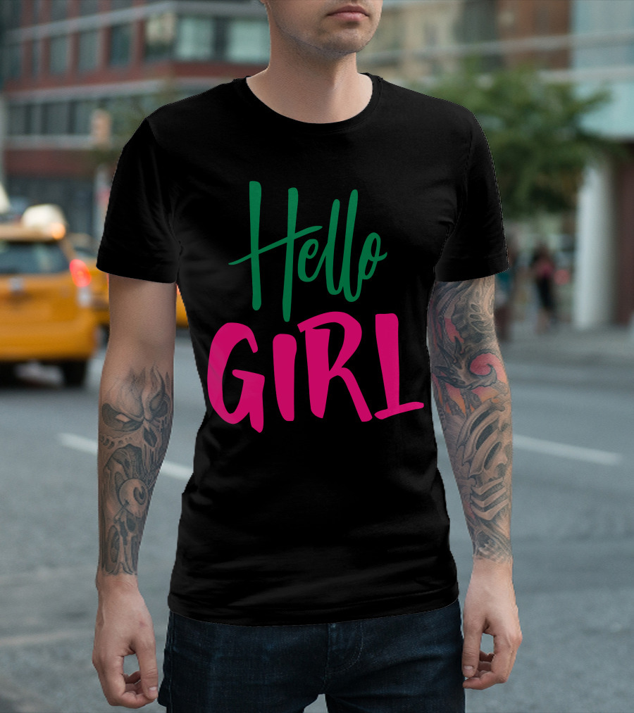 Hello Girl Bold Vibrant Text T-Shirt