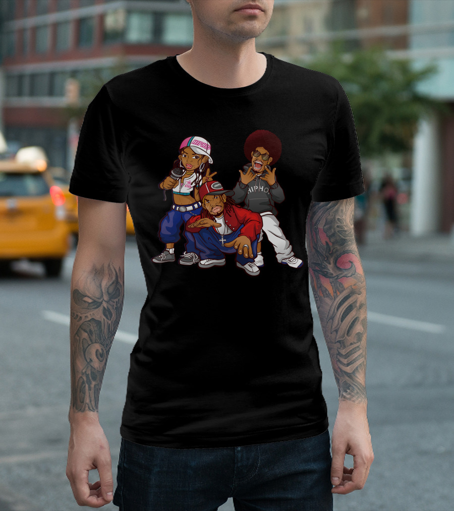 Hiphop Style Characters with Microphone and Cool Poses T-Shirt