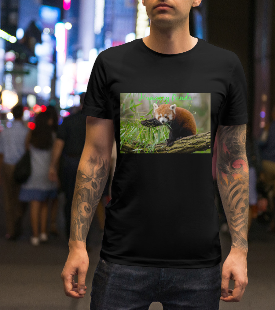 Hungry Panda Red Panda Eating Bamboo On Tree T-Shirt