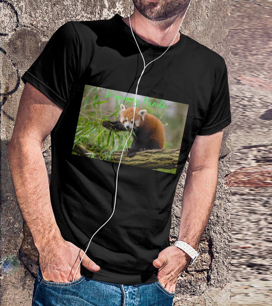 Hungry Panda Red Panda Eating Bamboo On Tree T-Shirt