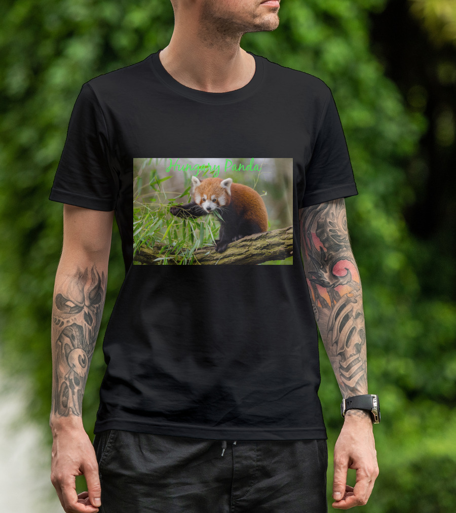 Hungry Panda Red Panda Eating Bamboo On Tree T-Shirt