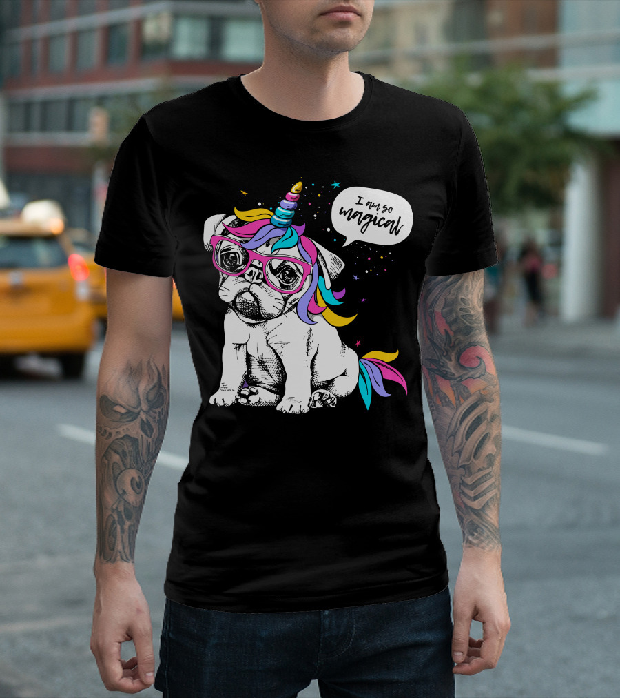 I Am So Magical Unicorn Pug With Glasses And Colorful Mane T-Shirt