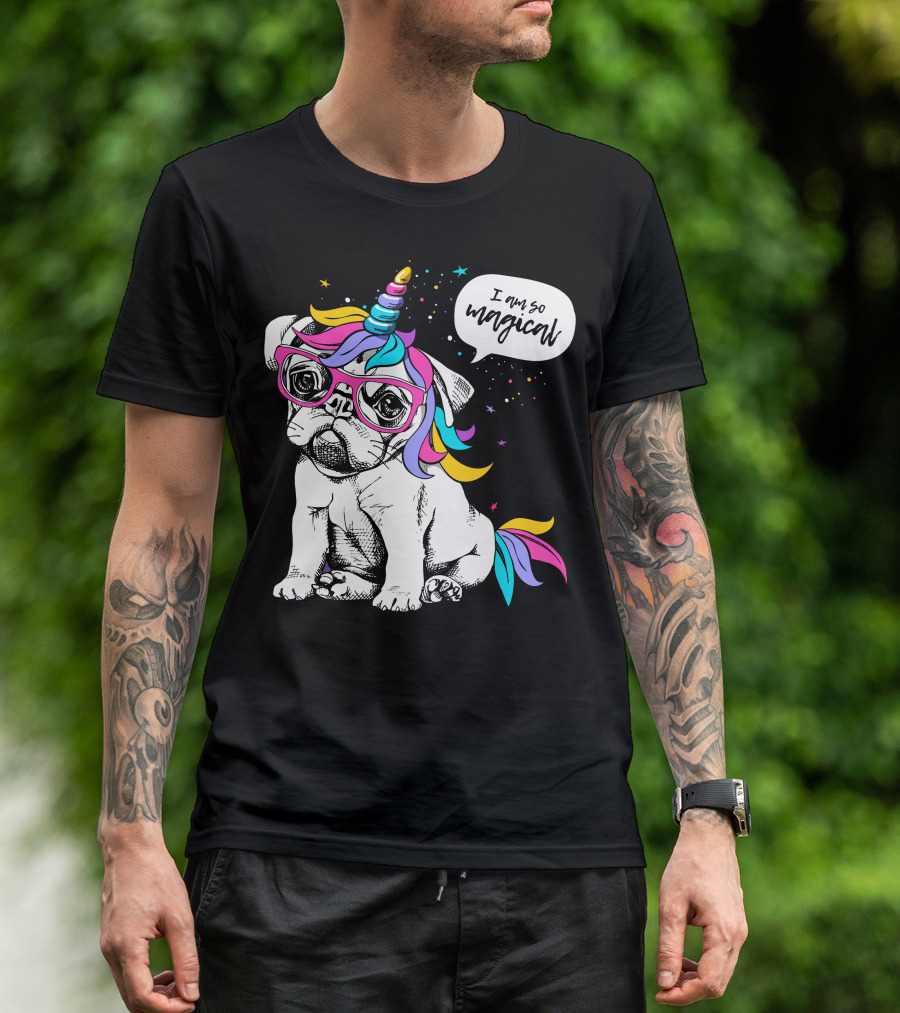I Am So Magical Unicorn Pug With Glasses And Colorful Mane T-Shirt