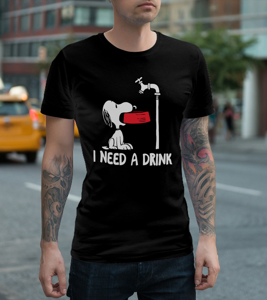 Snoopy I Need A Drink Red Bowl Faucet T-Shirt