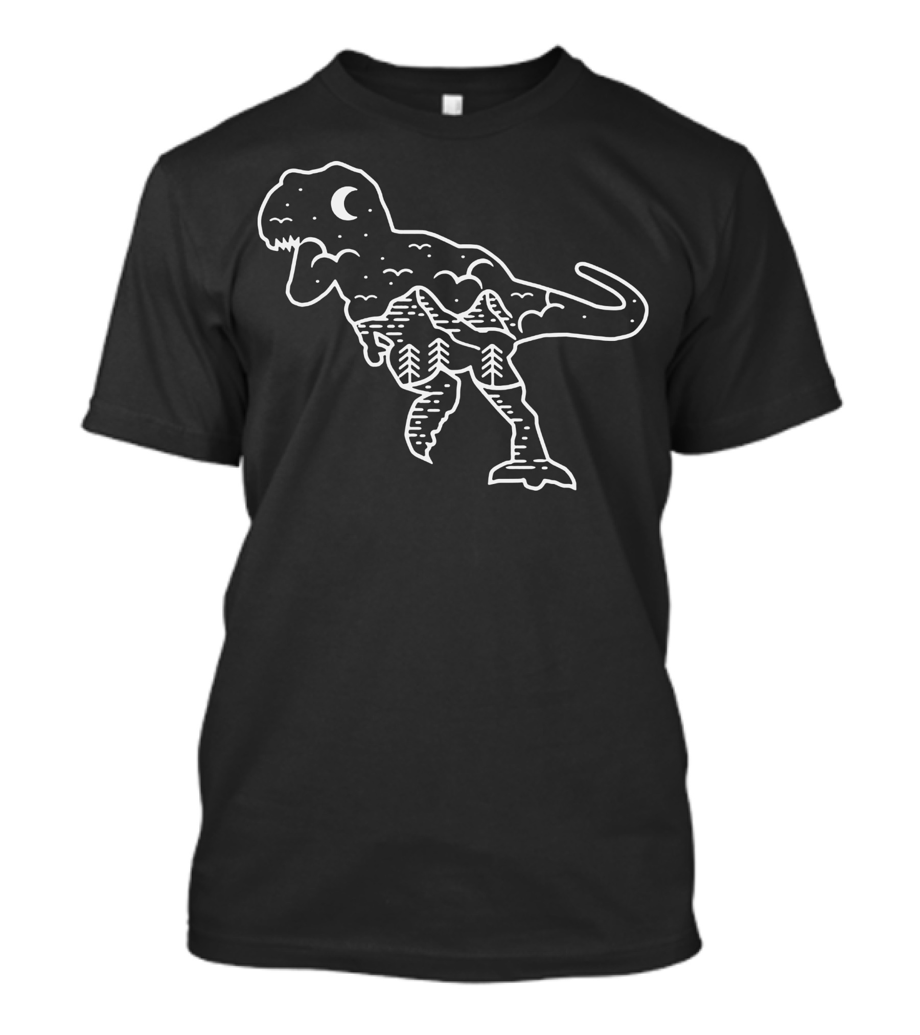 Jurassic World Dinosaur Moon Mountain Night Clouds T-Shirt