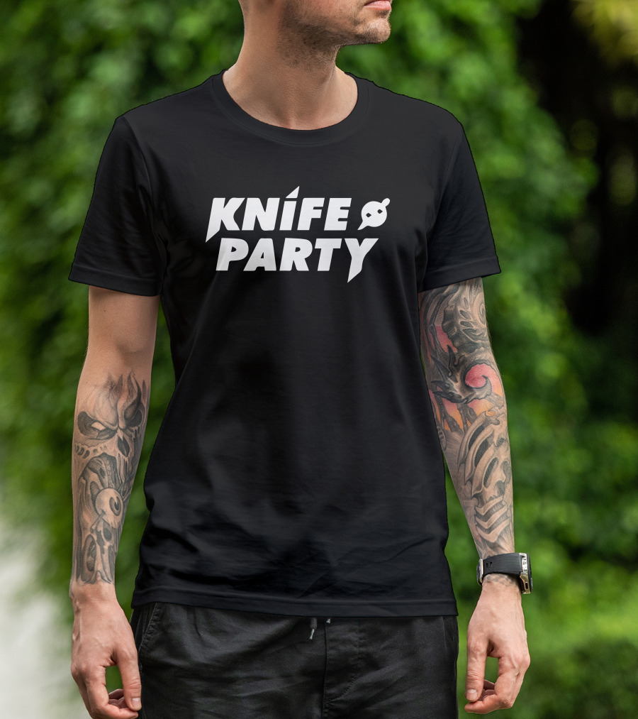 Knife Party Bold White Text With Stylized T-Shirt