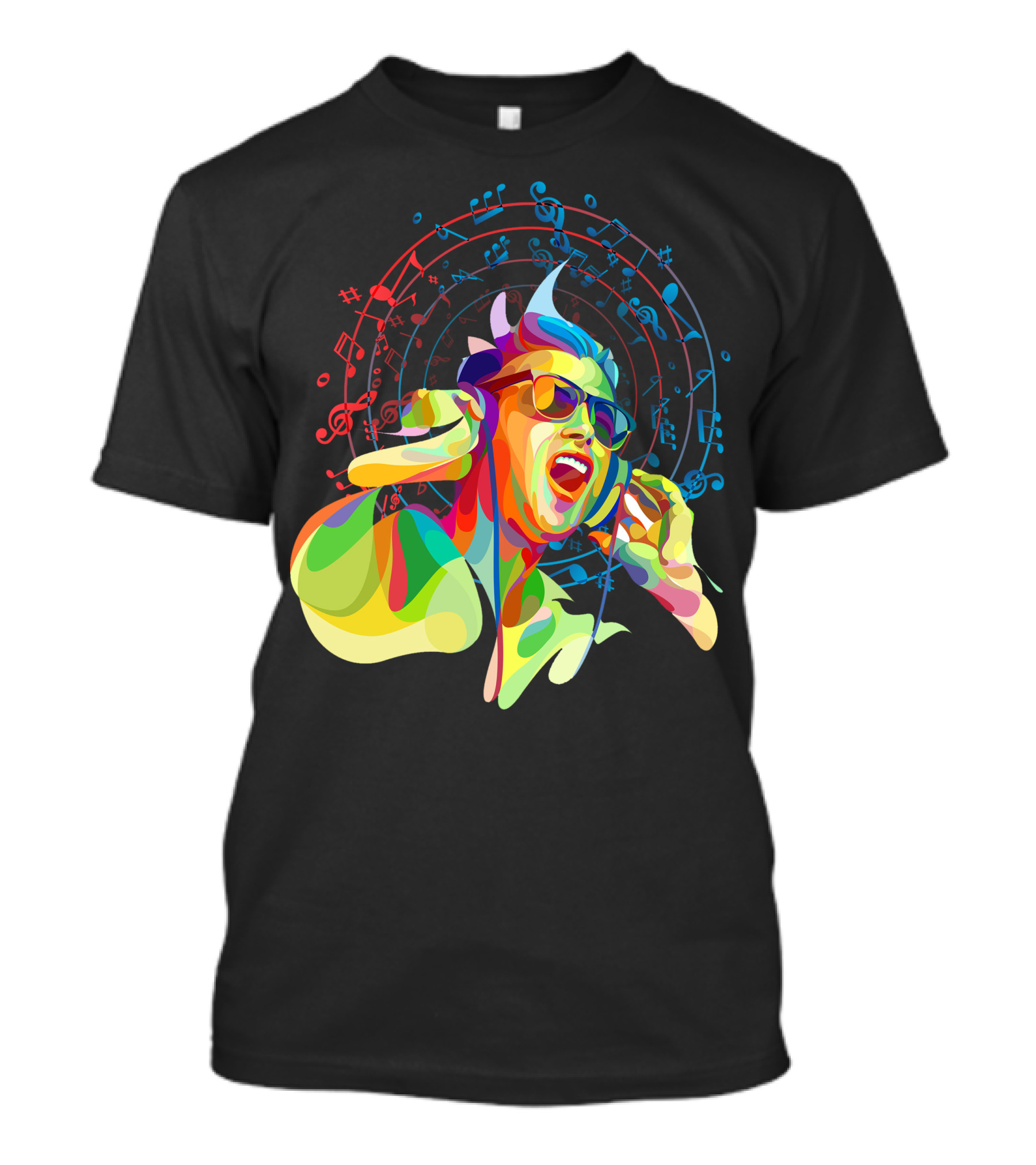 Listening To Music Vibrant Soundwaves Music Notes Burst T-Shirt