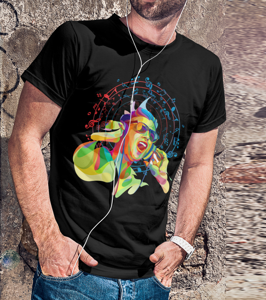 Listening To Music Vibrant Soundwaves Music Notes Burst T-Shirt