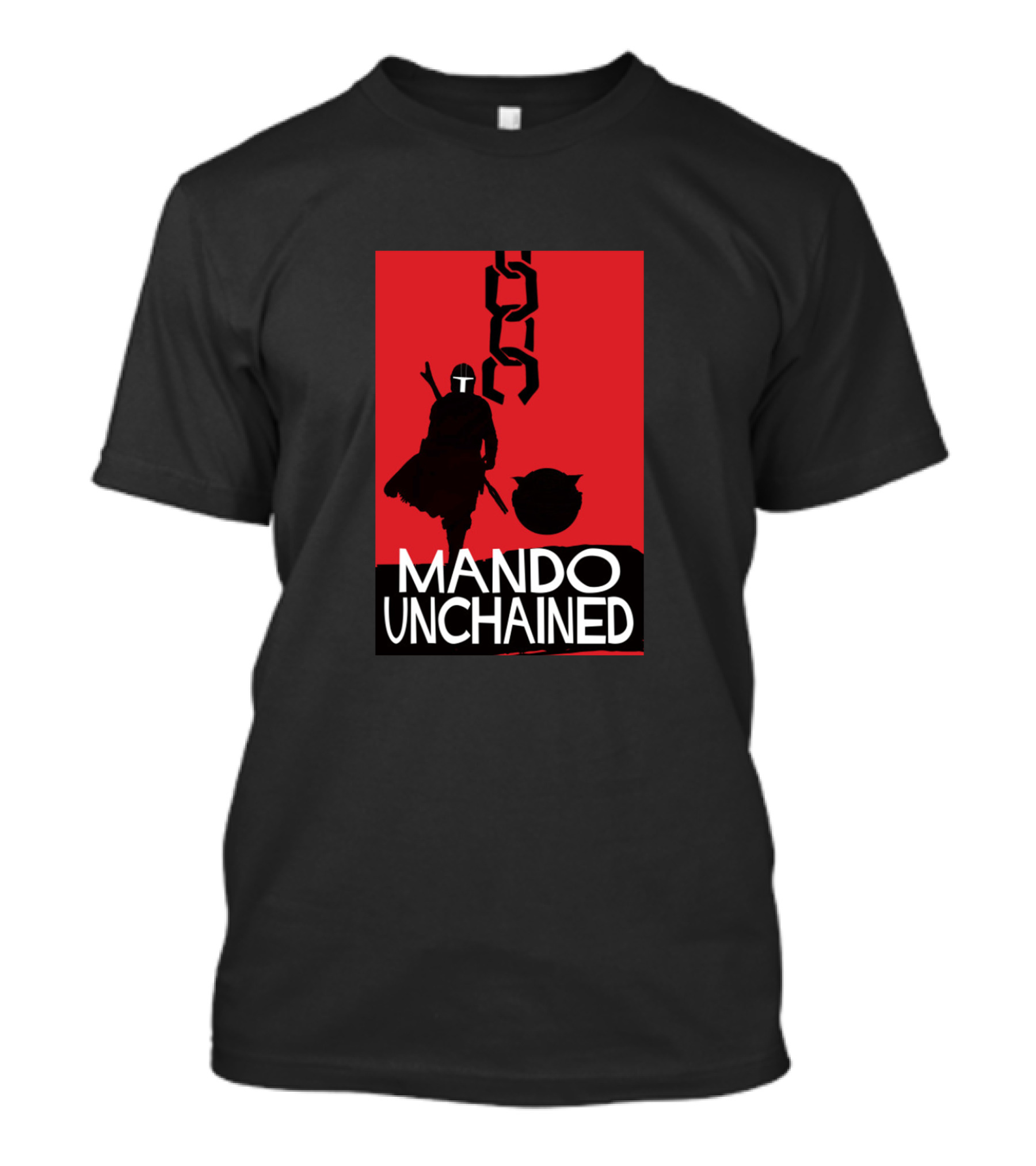 Mando Unchained Silhouette With Chain And Mandalorian Warrior T-Shirt