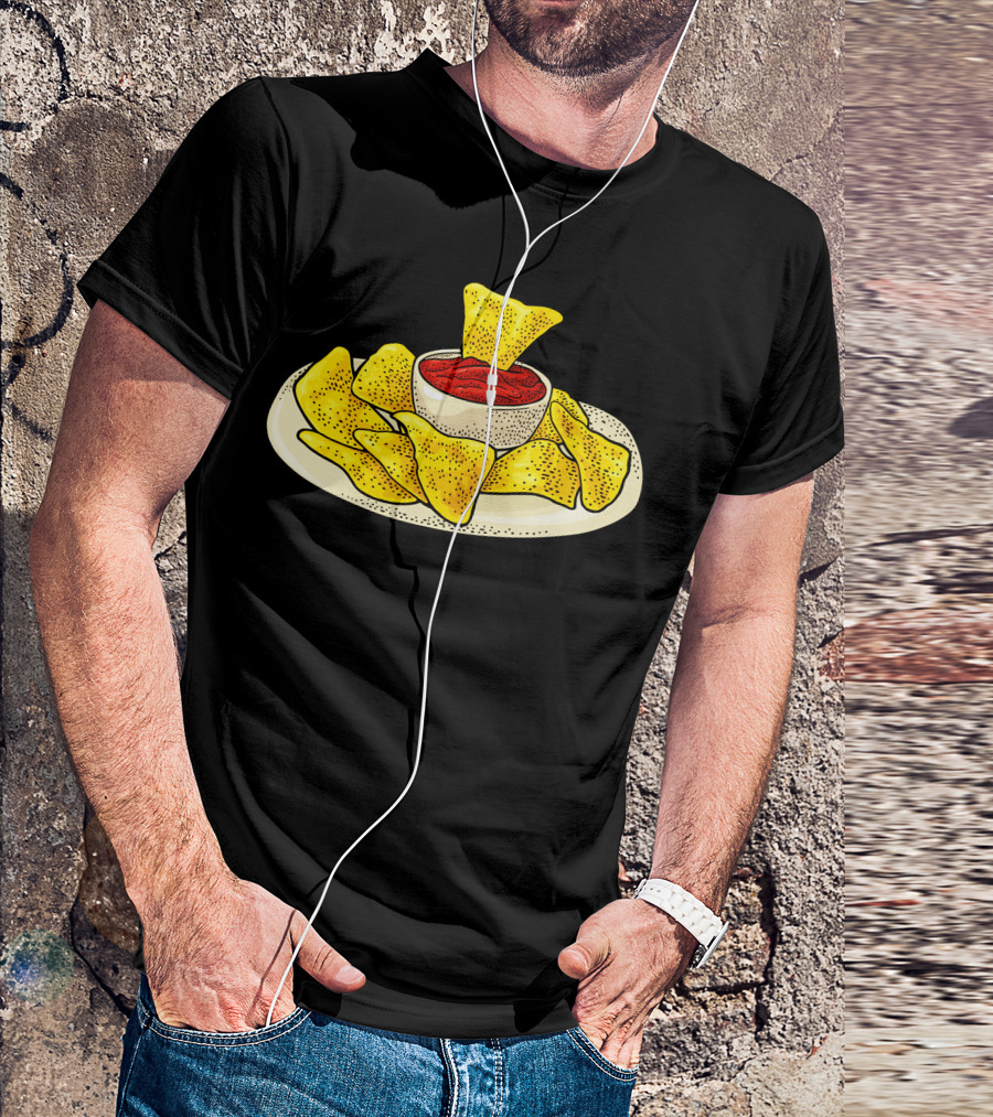 Nachos Chips With Ketchup In Bowl On Plate T-Shirt