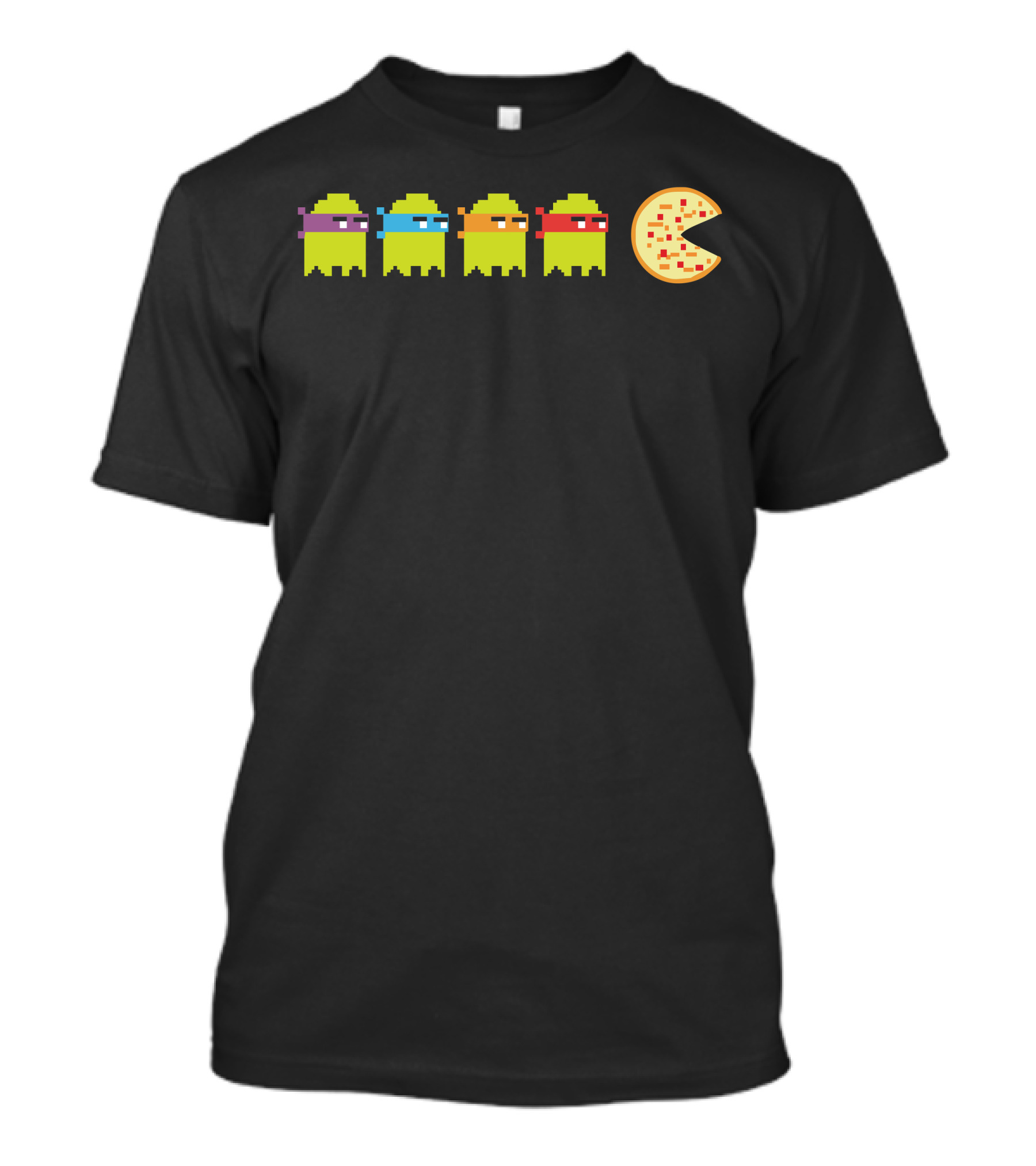 Pac-Man Turtles Pizza Ghosts Retro Gaming Crossover T-Shirt